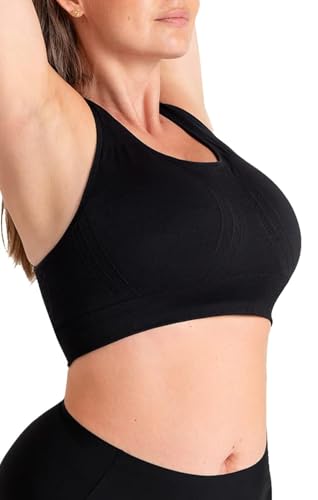 SHAPERMINT Sports Bras for Women, Racerback Workout Bra, Medium Support - color: Black, size: Medium