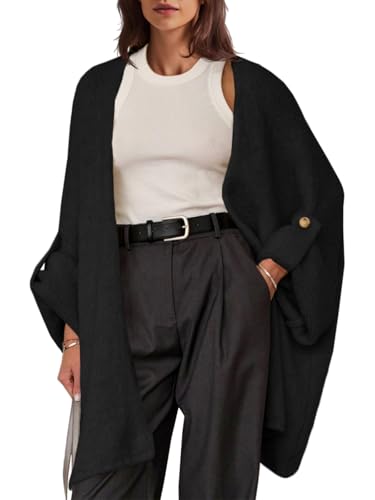 Saodimallsu Womens Oversized Long Cardigan Sweaters Casual Fall Trendy Coat - color: Black, size: Medium