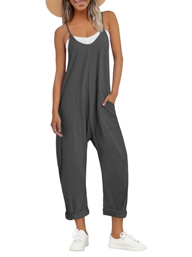 AUTOMET Womens Jumpsuits Casual Summer Romper Beach Vacation Outfits 2026 - color: Darkgrey, size: Small