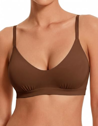 Women's Bralette Soft No Padding Comfort Sleep Bras - color: Brown, size: XX-Large