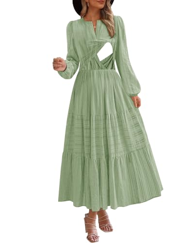 CzzzyL Nursing Fall Dresses for Women Maxi Dress with Pockets - color: Green, size: X-Large