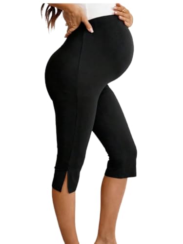 MakeMeChic Women's Maternity Capris Pants High Waisted Cropped Leggings - size: Medium