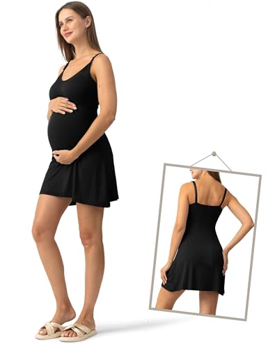 SUNNYBUY Nursing Nightgown & Maternity Robe Set for Postpartum Sleepwear - color: Black, size: Medium