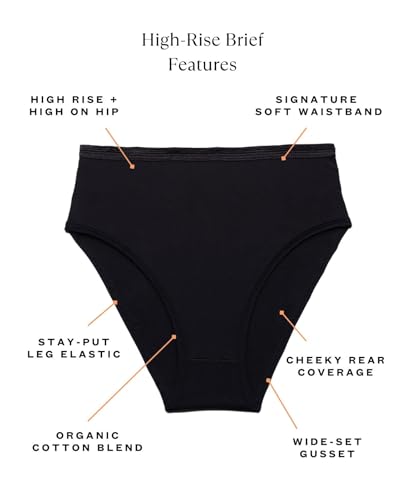 Subset Women's Organic Cotton High-Rise Brief, Knickey Underwear, 3-Pack - color: Carbon, size: XX-Small