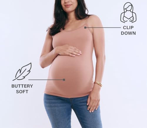Motherhood Maternity Women's Clip Down Nursing Tank Top Cami with Adjustable Straps for Breastfeeding-2 Pack - color: Black/Black, size: 2X
