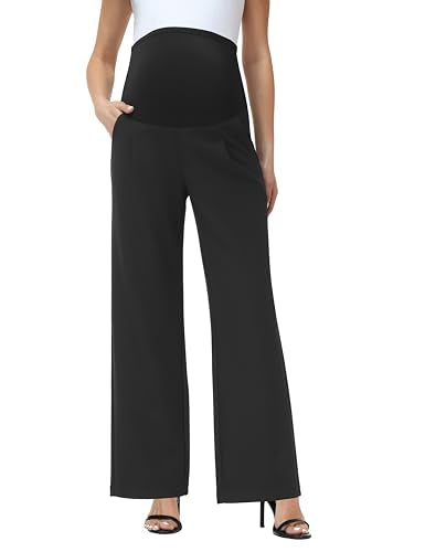 V VOCNI Women's Maternity Work Pants Wide Leg - color: Black, size: Large
