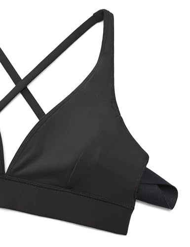 CRZ YOGA Butterluxe Deep V Neck Sports Bras - color: Black, size: Large
