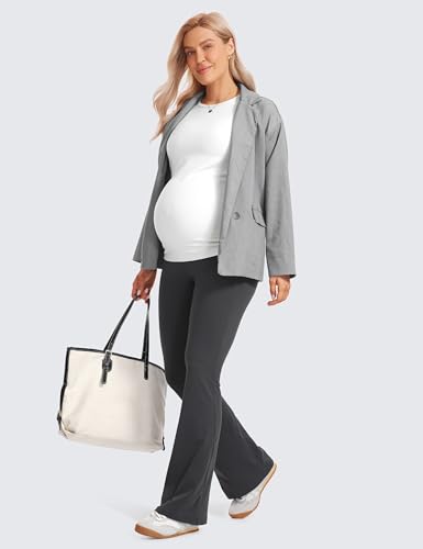 CRZ YOGA Maternity Flare Legging Pocket 31'' - color: Mysterious Grey, size: Large