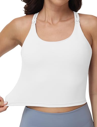 Nursing Tank Tops for Breastfeeding Crop Top - color: White, size: XX-Large