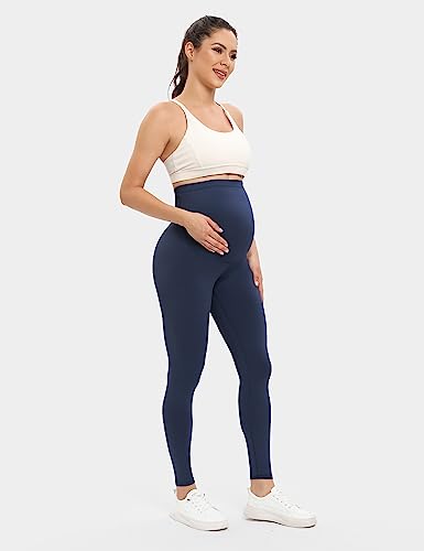 Buttergene 3 Pack Maternity Leggings with Elastic Band - color: 3pack Black/Navy/Wine, size: X-Large