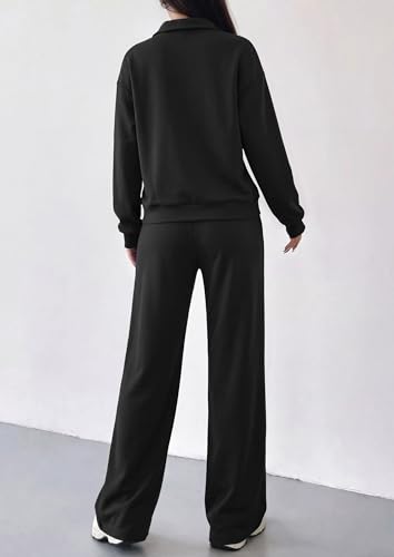 PRETTYGARDEN Women's Lounge Sets 2 Piece Outfits Sweatsuits - color: Black, size: Medium