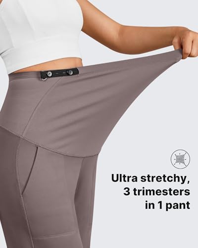 G4Free EverGoing Fleece Lined Maternity Wide Leg Pants Pregnancy Trousers - color: Taupe, size: X-Small