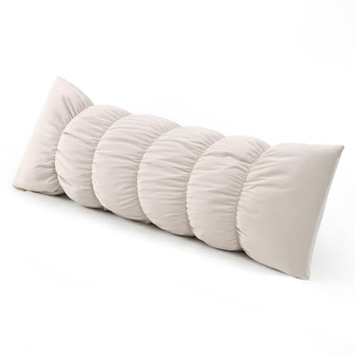Pat. Pend. Long Bed Pillow for Side Sleepers, 47 Inch, Misty White - color: Misty White, size: 47"*15.7"