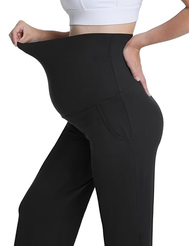 3 Pack Women's Maternity Pants Wide Leg - color: 3 Pack Black/Black/Black, size: X-Large