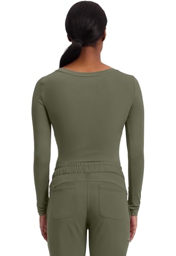 Healing Hands Underscrub Long Sleeve Women Knits Scrub Tops - color: Olive, size: XX-Small