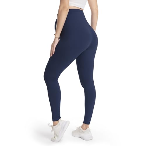Over‑Belly Maternity Leggings, Soft Stretch Yoga Pants - color: 3 Packs-black/Dark Grey/Navy, size: Medium