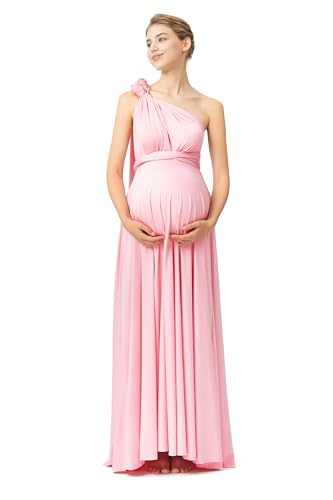 72styles Maternity Multi-Way Wrap Infinity Maxi Dress for Baby Shower - color: Blush Pink, size: One Size Plus