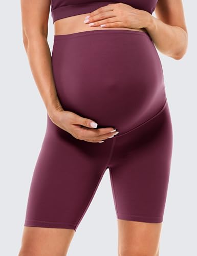 BAYDI Clouduxi Maternity Biker Shorts Over the Belly 6" - color: Garnet Red, size: Medium