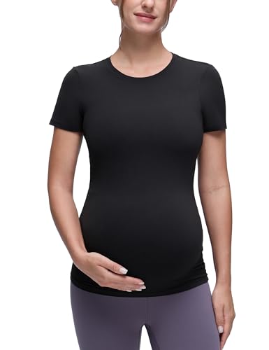 CRZ YOGA Maternity Crewneck T-Shirt - color: Black, size: Medium