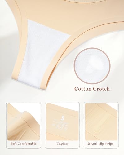 LEVAO 4-Pack Women Tummy Control Thong High Waist Seamless Underwear S-XXL - color: Nude*4, size: Small