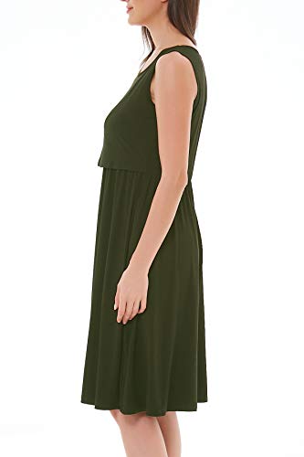 Smallshow Women's Sleeveless Nursing Dresses - color: Army Green, size: X-Large