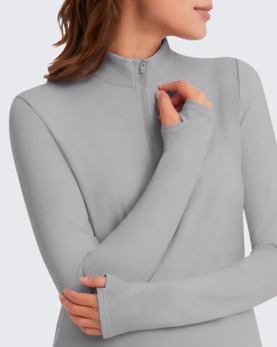 G4Free Lightbreeze Maternity Shirts Long Sleeve Half Zip Mock Neck Yoga - color: Silver Gray, size: XX-Large
