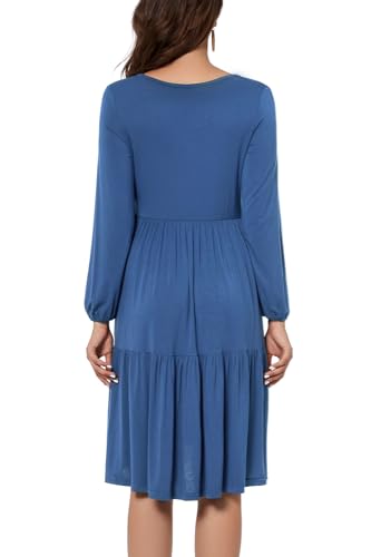Smallshow Women's Maternity Dress Ruffle Long Sleeve Pregnancy Clothes - color: Grey Blue, size: XX-Large