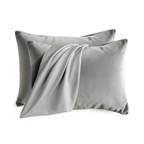 Set of 2 Brushed Microfiber Pillowcases 20x26 in Light Gray - color: Light Gray, size: Standard