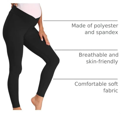Foucome Women's Maternity Legging Under The Belly - color: 2pack Black, size: Medium