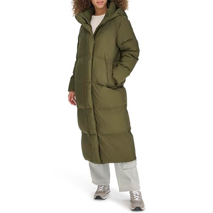 Levi's Women's Cloud Puff Extra Long Puffer Jacket Coat - color: Olive, size: Medium