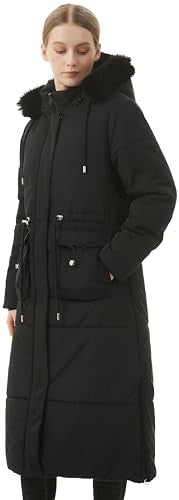 MOERDENG Women's Long Winter Puffer Coat Waterproof Warm Maxi Down Jacket - color: Black, size: XX-Large