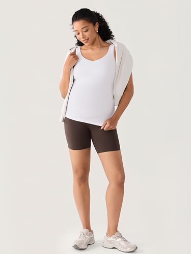MOMANDA Seamless Maternity Biker Shorts 6" - color: Clay Brown, size: Small