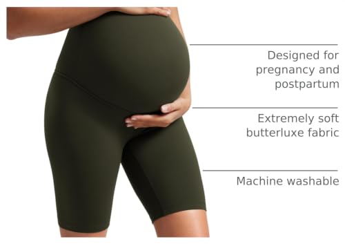CRZ YOGA Maternity Biker Shorts 8" - color: Olive Green, size: Small