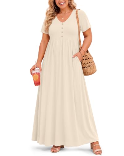 Women's Plus Size Maternity Dress - color: Cream, size: 4X-Large