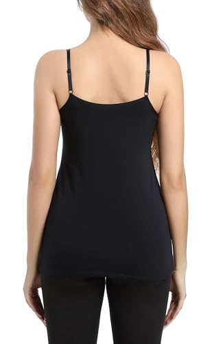 SUIEK 4 Pack Nursing Tank Tops Maternity Cami Cotton Breastfeeding Bralette - color: B-black+grey+army Green+white 4pack, size: Large