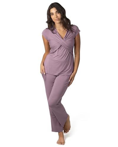 Kindred Bravely Davy Maternity and Nursing Pajama Set, Postpartum Sleepwear - color: Dusty Mauve, size: 1X