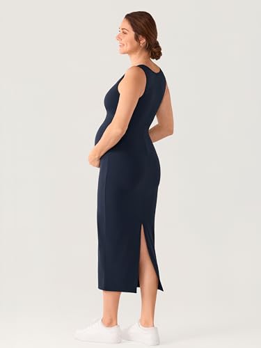 MOMANDA Sleeveless Maternity Nursing Dresses - color: Twilight Blue, size: XX-Large