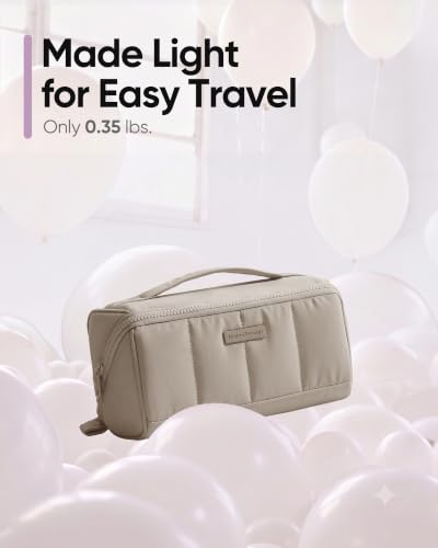 NISHEL Travel Makeup Bag for Women, Khaki - color: Khaki, size: Medium
