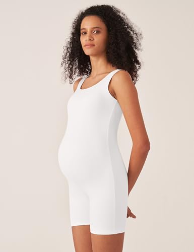 POSHDIVAH Maternity Romper Shorts Double Lined Jumpsuit - color: White, size: XX-Large