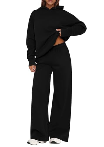 PRETTYGARDEN 2 Piece Lounge Sets for Women Matching Sweatsuits - color: Black, size: Medium