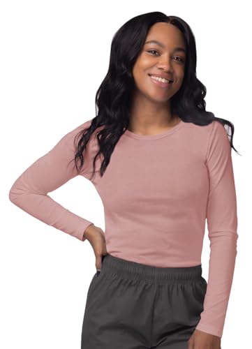 Sivvan Women's Long-Sleeve Comfort Underscrub Tee, Scrubs Undershirts - color: Blush, size: XX-Small