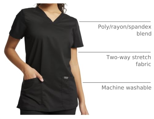 Cherokee WW Revolution Medical Women's Scrub Top V-Neck 3-Pocket Scrubs - color: Black, size: Medium