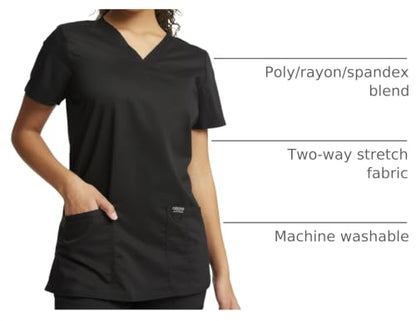 Cherokee WW Revolution Medical Women's Scrub Top V-Neck 3-Pocket Scrubs - color: Black, size: Medium