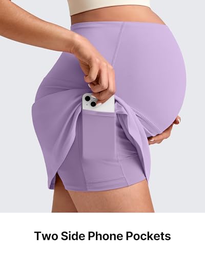 G4Free BareFeel Maternity Skirt with 2 Pockets Pregnancy Shorts Tennis Golf - color: Light Purple, size: Medium