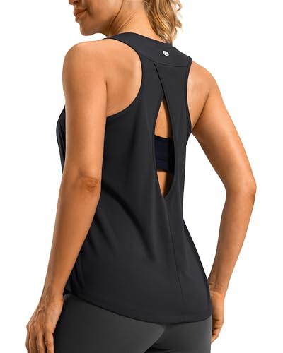 G Gradual Women's Workout Tops Open Back Athletic Tank Tops Running Shirts - color: Black, size: Large