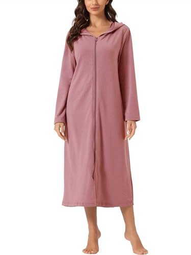 cheibear Women Long Sleeve Cardigan Knit Zip Up with Pockets - color: Dark Pink, size: Small