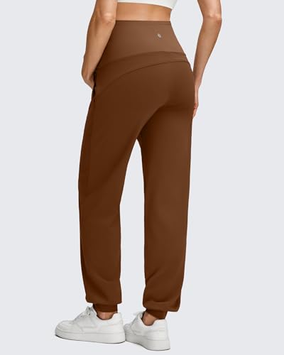 G4Free EverGoing Maternity Pants Over The Belly Pregnancy Joggers Workout - color: Dark Coffee, size: Medium