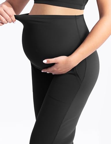 POSHDIVAH Creamluxe Maternity Wide Leg Pants Pregnancy Work Trousers - color: Black, size: Medium