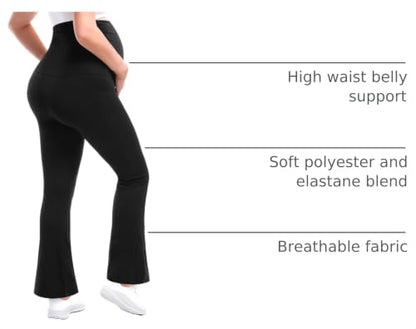 Walifrey Maternity Flared Leggings Yoga Pants - color: Dark Grey, size: Small