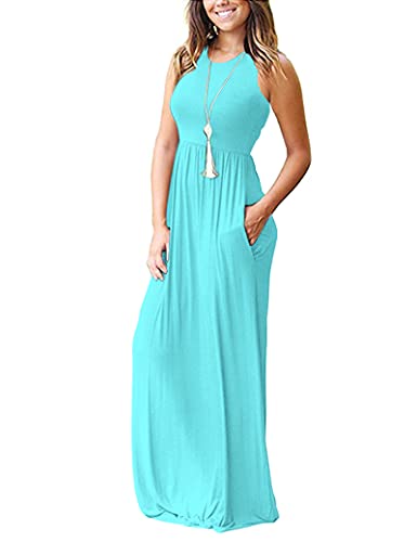 MOLERANI Women's Summer Maxi Long Casual Dresses with Pockets - color: 01 Bright Blue, size: Small